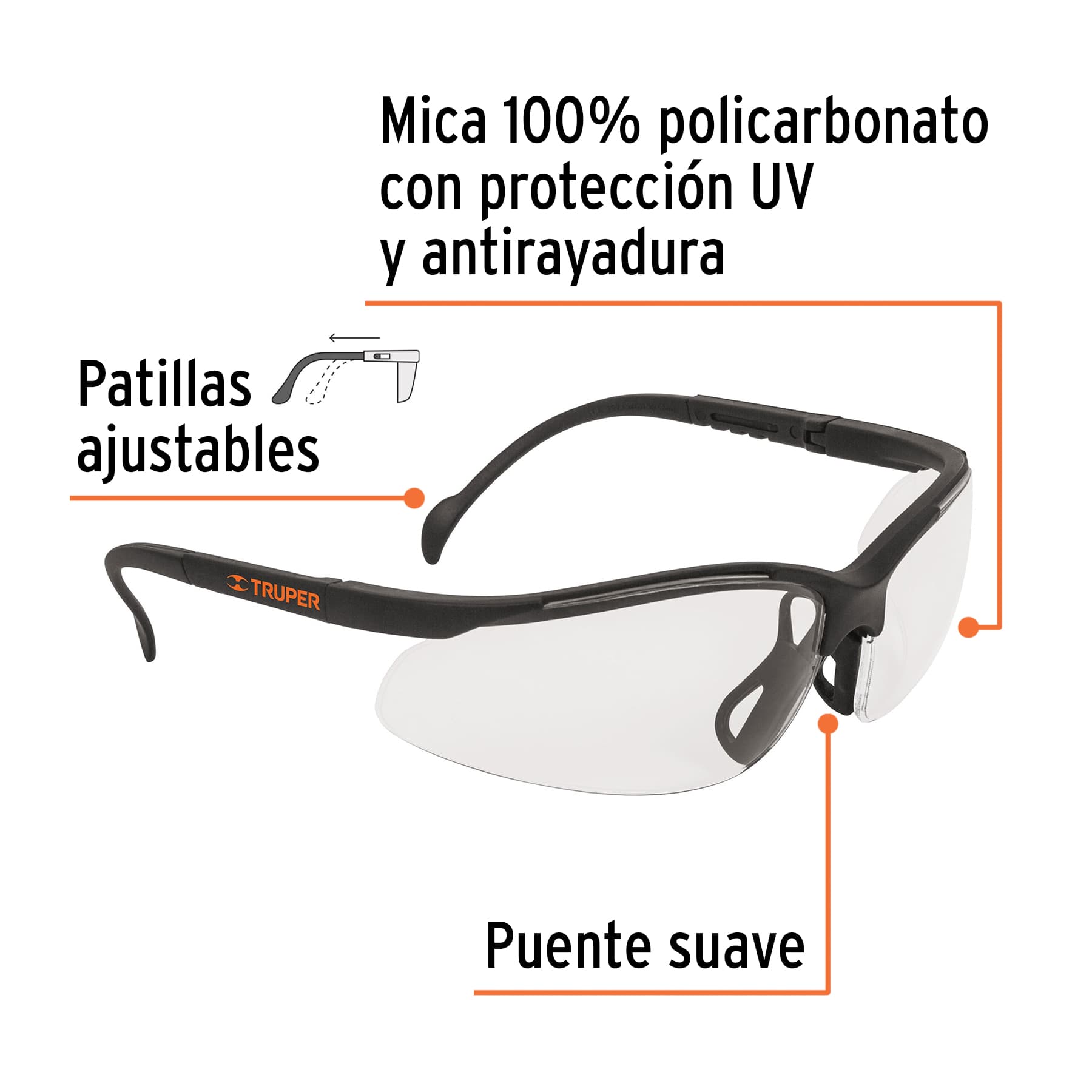 Lentes de seguridad transparentes con antiempaño, Vision - Imagen 2