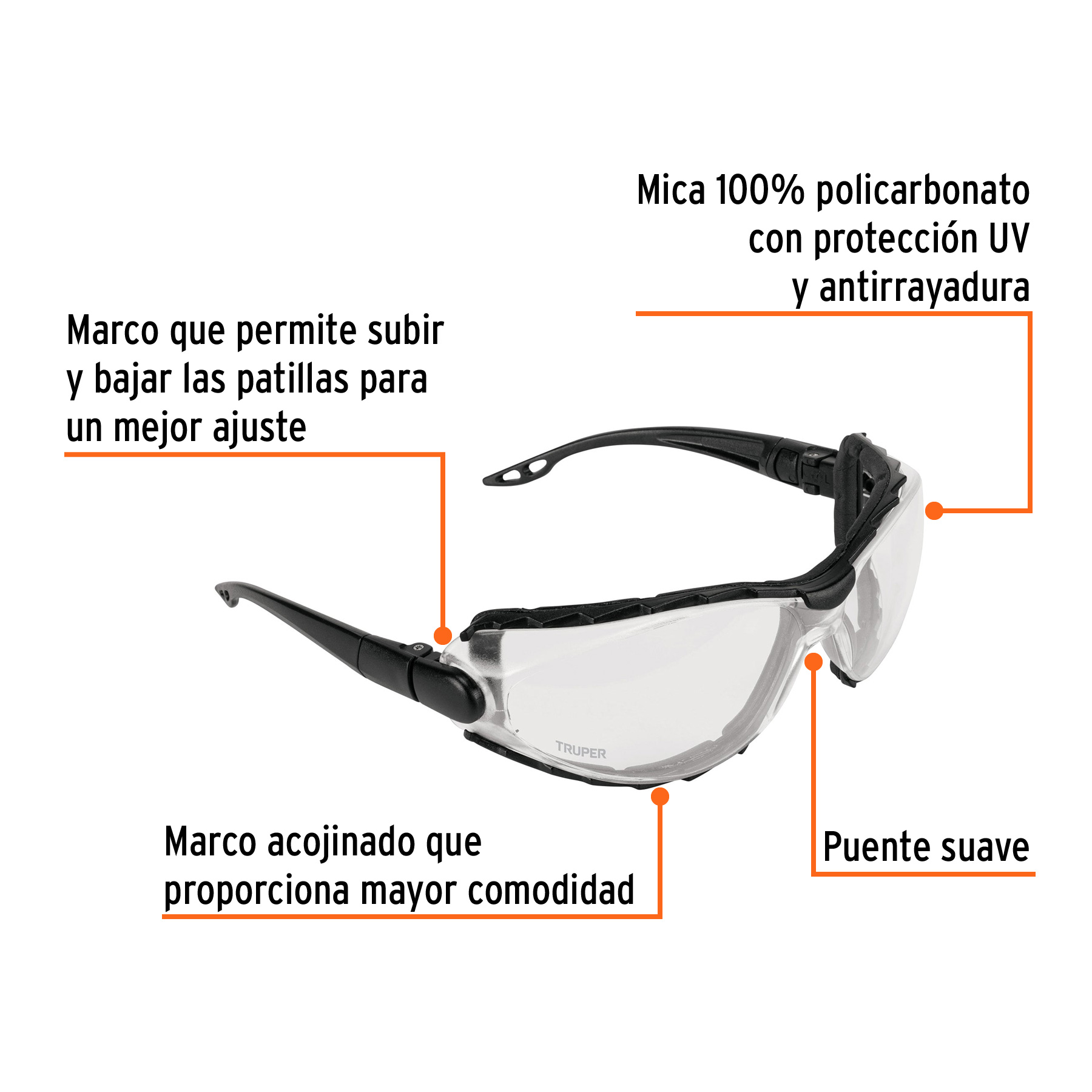 Lentes transp antiempaño c/marco de espuma y correa, EXPERT - Imagen 3