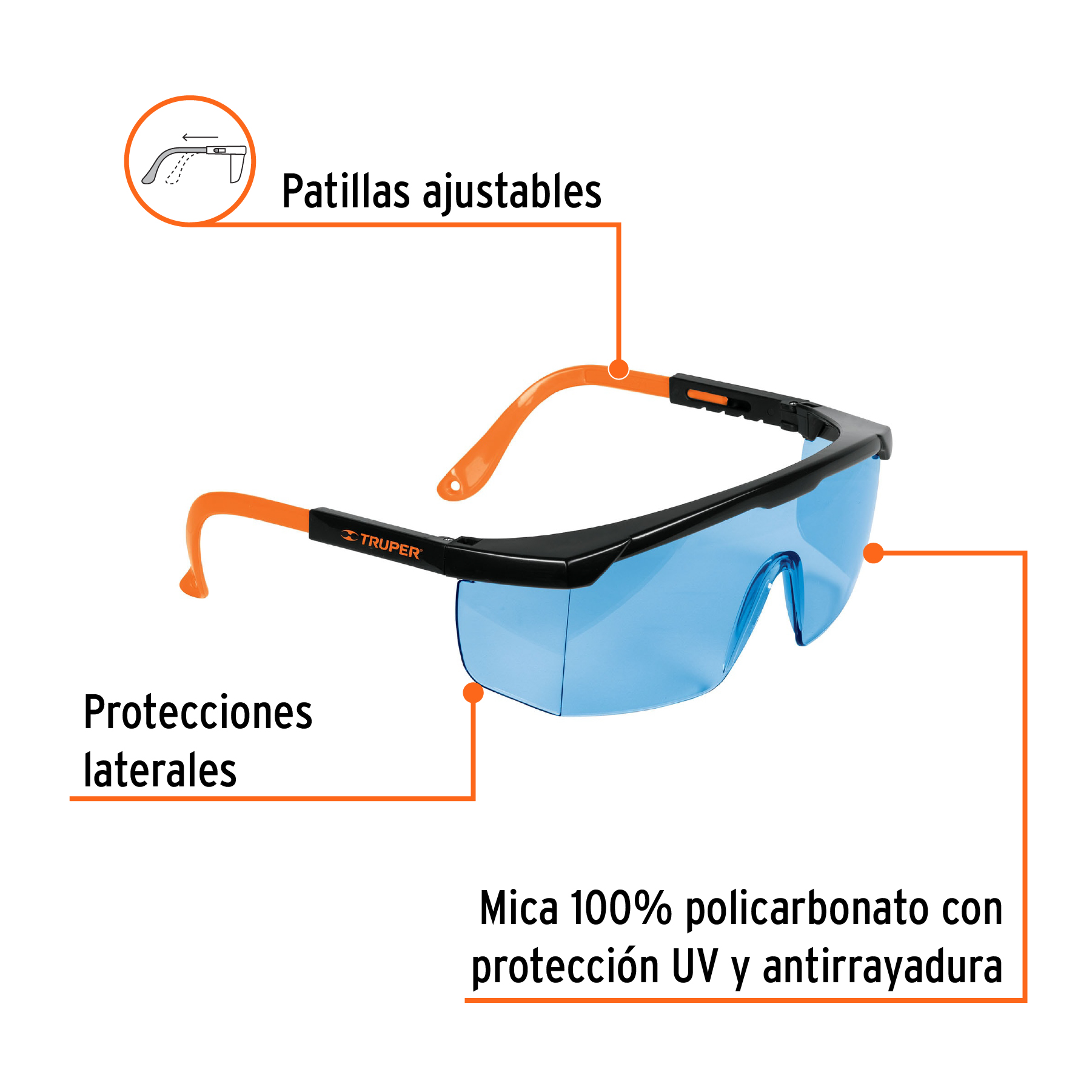 Lentes de seguridad ajustables azules, TRUPER Classic - Imagen 2