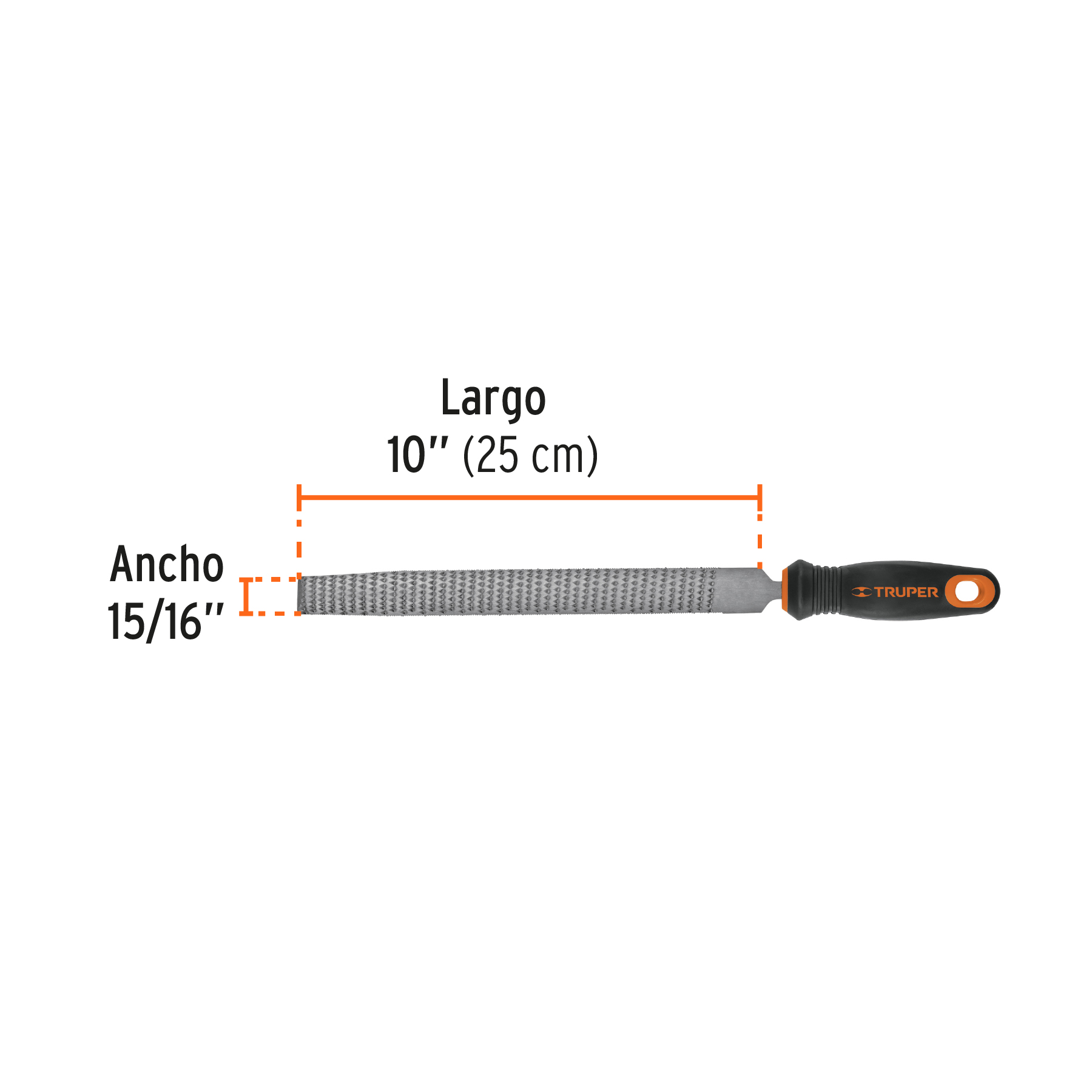 Lima escofina 10' con mango Comfort Grip, TRUPER - Imagen 3