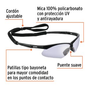 Alternative view of Lentes seguridad espejo azul c/cordón ajustable, Sport