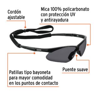 Alternative view of Lentes seguridad grises antiempaño c/cordón ajustable, Sport
