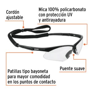 Alternative view of Lentes seguridad claros antiempaño c/cordón ajustable, Sport