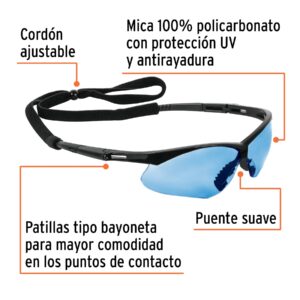Alternative view of Lentes seguridad azul antiempaño c/cordón ajustable, Sport