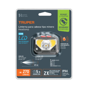 Linterna de minero LED 270 lm con sensor recargable, TRUPER - Imagen 7