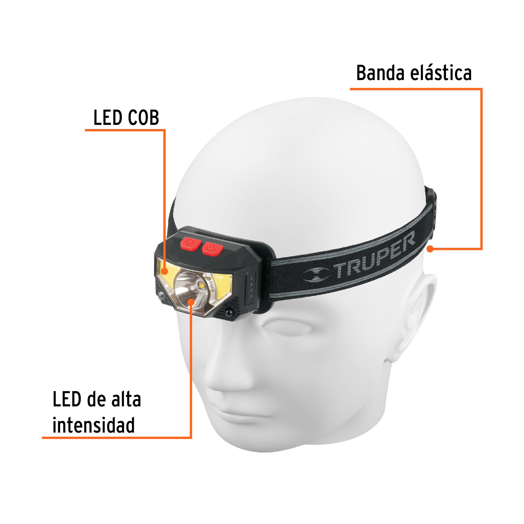 Linterna de minero LED 270 lm con sensor recargable, TRUPER - Imagen 2