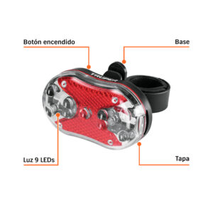 Alternative view of Linterna trasera para bicicleta 9 LEDs con 2 pilas AAA