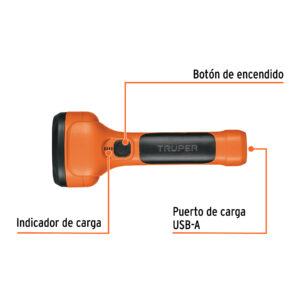 Alternative view of Linterna plástica de LED 350 lm, recargable, TRUPER