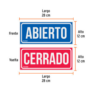 Alternative view of Letrero de señalización 'ABIERTO/CERRADO', 28 x 12 cm