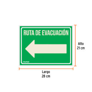 Alternative view of Letrero de señalización 'RUTA EVACUACIÓN IZQUIERDA',21x28 cm