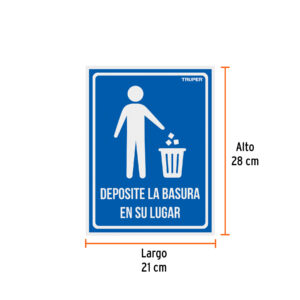 Alternative view of Letrero señalización'DEPOSITE LA BASURA EN SU LUGAR',21x28cm