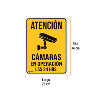 Alternative view of Letrero de señalización 'CÁMARAS EN OPERACIÓN', 25 x 34 cm
