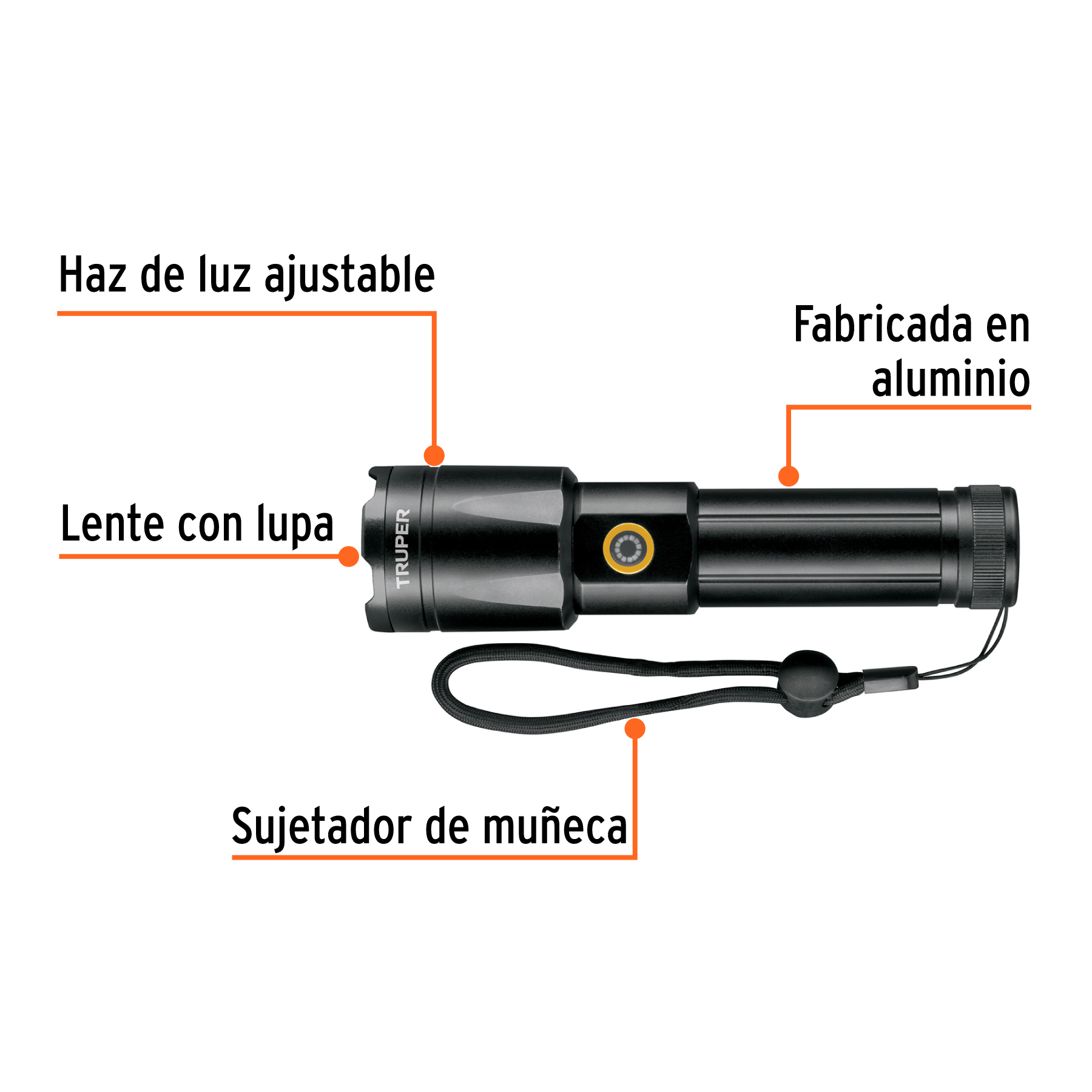 Linterna LED recargable, de aluminio, 1,200 lm, TRUPER - Imagen 2