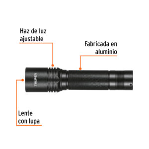 Alternative view of Linterna LED recargable, de aluminio, 340 lm, TRUPER