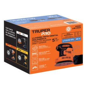 Lijadora roto-orbital 5', 20V, sin accesorios, TRUPER PRO - Imagen 4