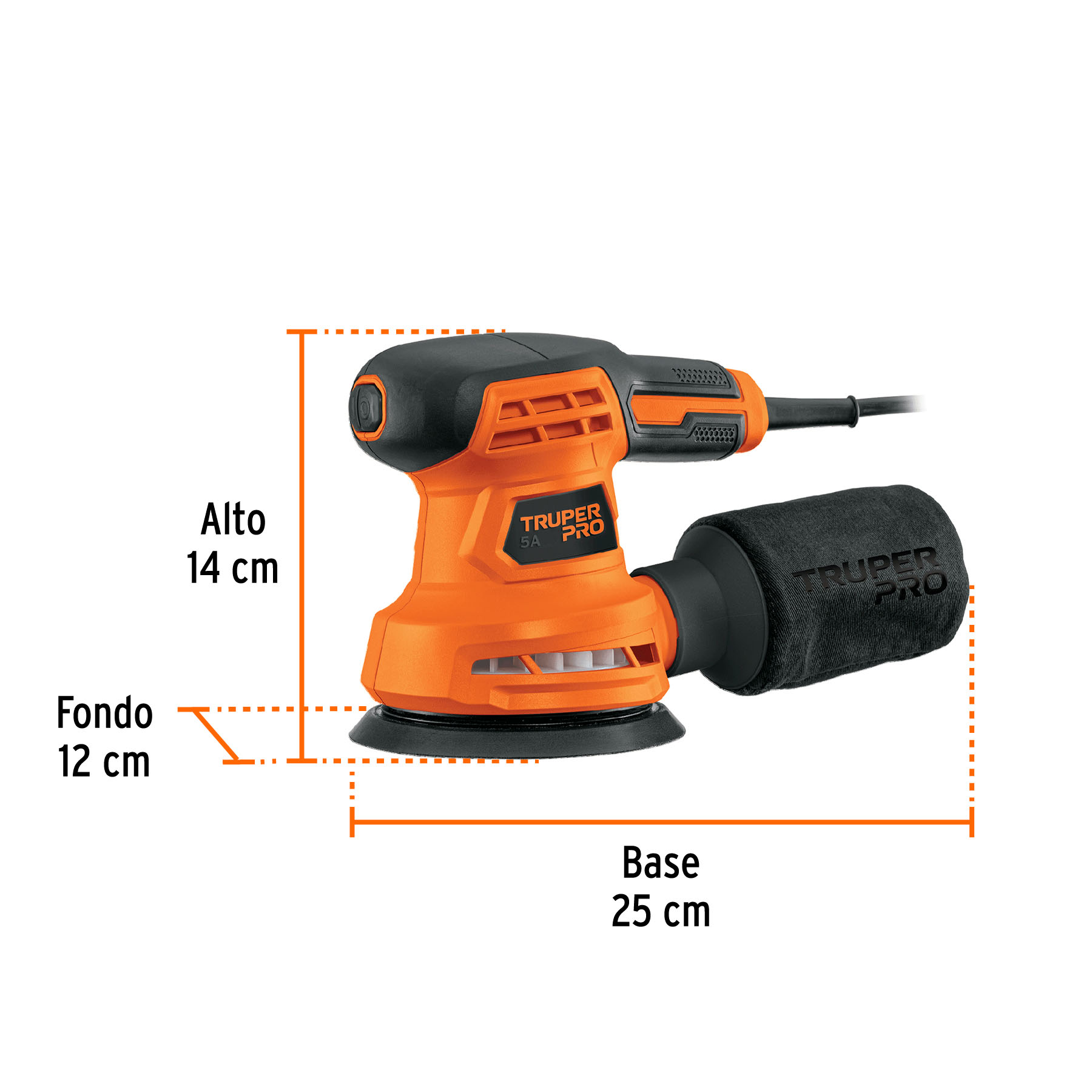 Lijadora roto orbital 5', 260W, TRUPER PRO - Imagen 3