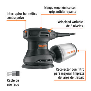 Alternative view of Lijadora roto orbital 5', 260W, TRUPER INDUSTRIAL