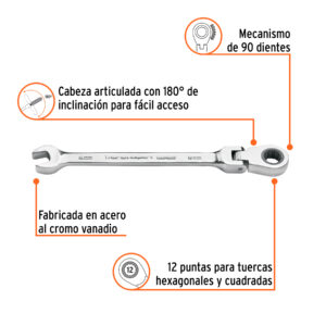 Alternative view of Llave combinada con matraca 8 mm flexible, EXPERT