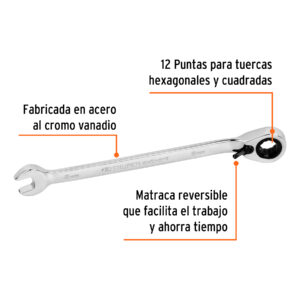 Alternative view of Llave combinada matraca reversible 8 mmx136 mm largo, EXPERT