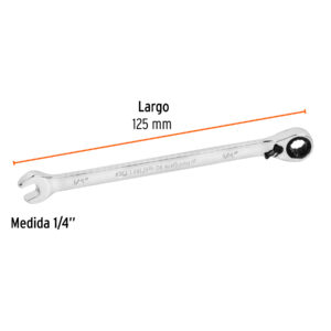 Llave combinada matraca reversible 1/4'x125mm largo, EXPERT - Imagen 3