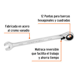 Alternative view of Llave combinada matraca reversible 10mmx154 mm largo, EXPERT