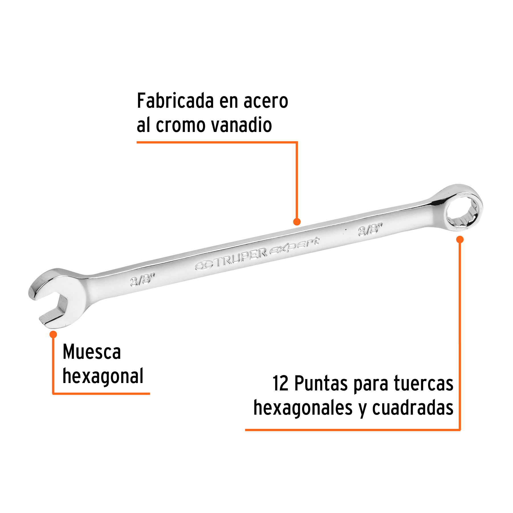 Llave combinada extralarga 3/8' x 164 mm de largo, EXPERT - Imagen 2