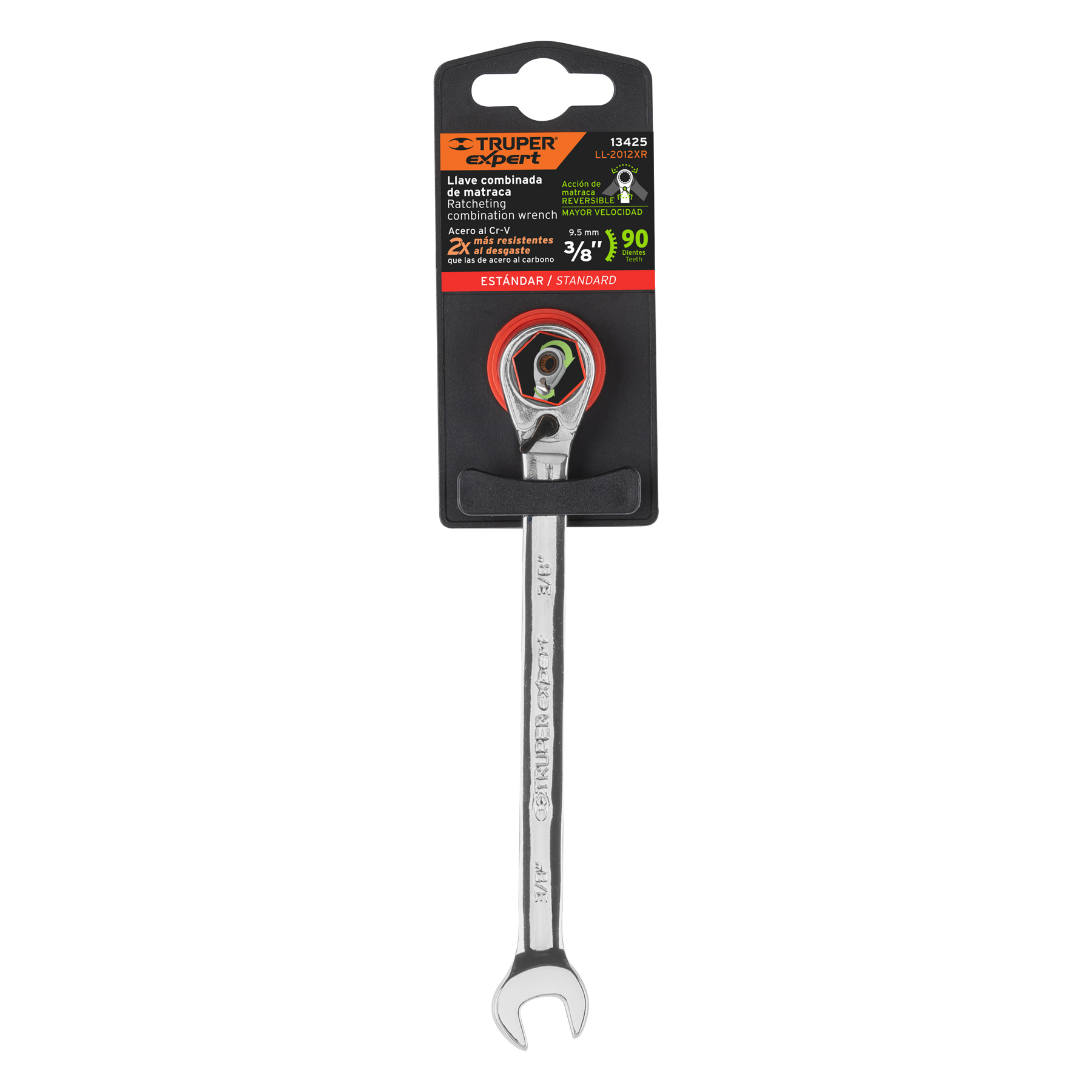 Llave combinada matraca reversible 3/8'x158 mm largo, EXPERT - Imagen 4