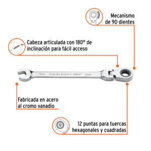Alternative view of Llave combinada con matraca 13 mm flexible, EXPERT