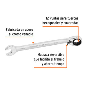 Alternative view of Llave combinada matraca reversible 13mmx178 mm largo, EXPERT