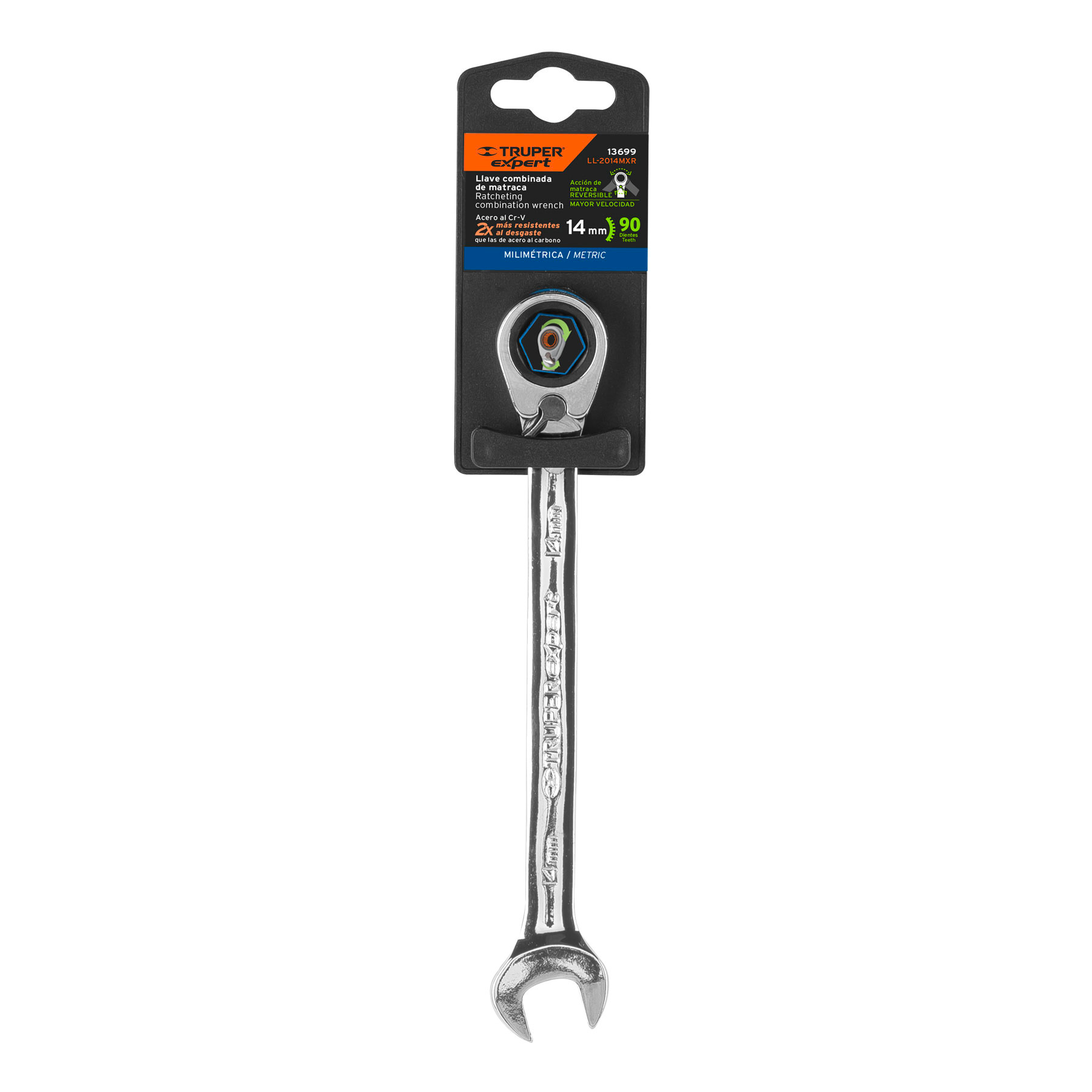 Llave combinada matraca reversible 14mmx188 mm largo, EXPERT - Imagen 4