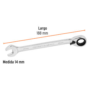 Llave combinada matraca reversible 14mmx188 mm largo, EXPERT - Imagen 3
