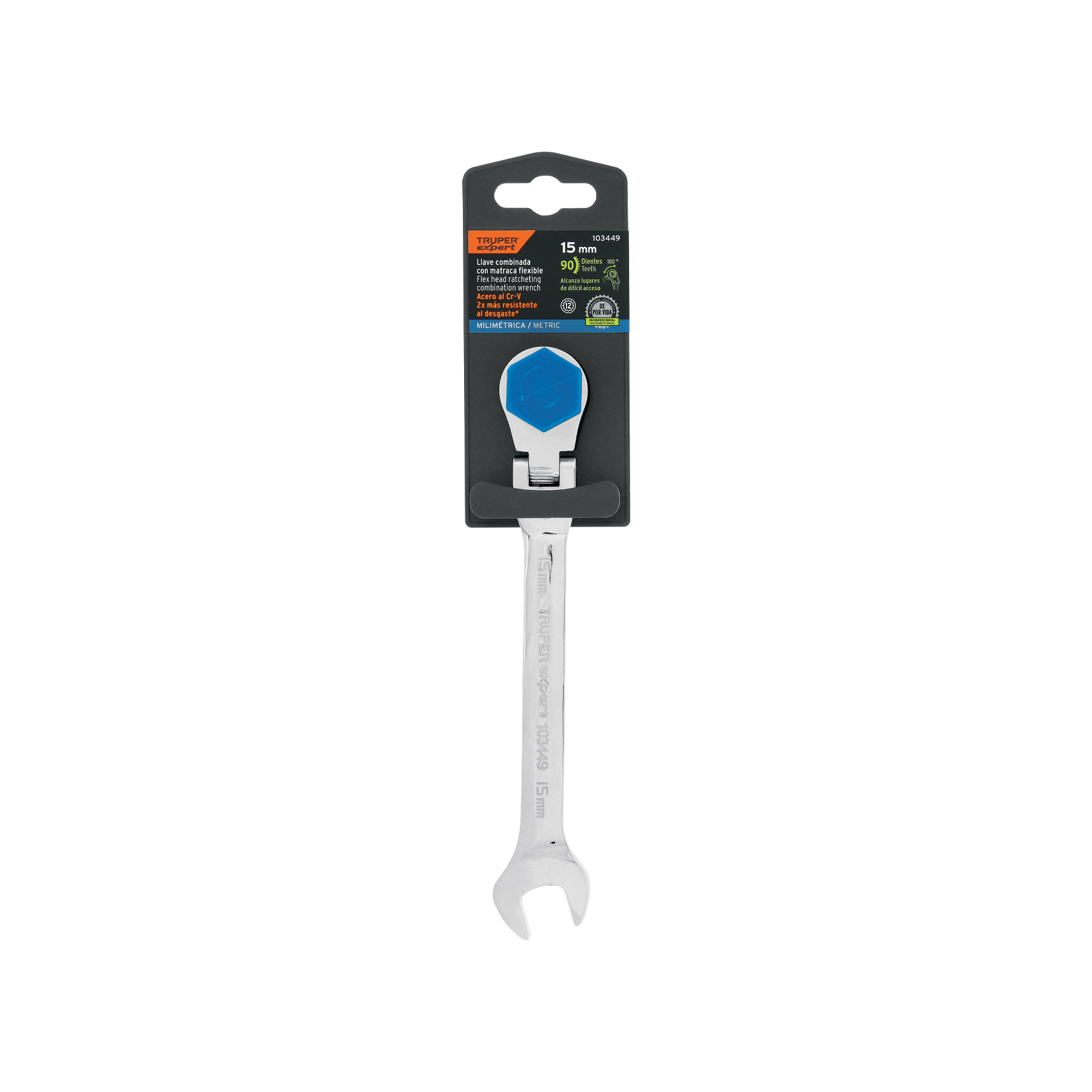 Llave combinada con matraca 15 mm flexible, EXPERT - Imagen 4