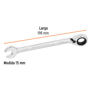 Llave combinada matraca reversible 15mmx198 mm largo, EXPERT - Imagen 3