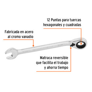 Alternative view of Llave combinada matraca reversible 16mmx205 mm largo, EXPERT