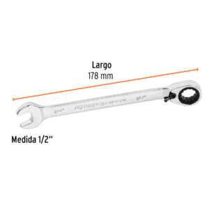 Llave combinada matraca reversible 1/2'x178 mm largo, EXPERT - Imagen 3