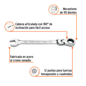 Alternative view of Llave combinada con matraca 17 mm flexible, EXPERT