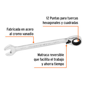 Alternative view of Llave combinada matraca reversible 9/16'x188 mm largo,EXPERT