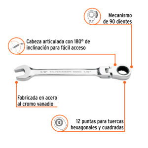 Alternative view of Llave combinada con matraca 5/8' flexible, EXPERT
