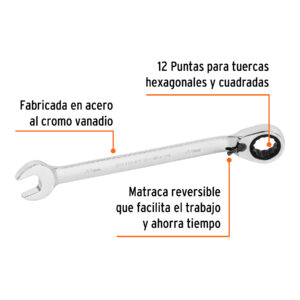 Alternative view of Llave combinada matraca reversible 22mmx288 mm largo, EXPERT