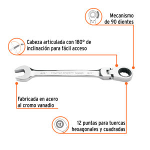 Alternative view of Llave combinada con matraca 3/4' flexible, EXPERT