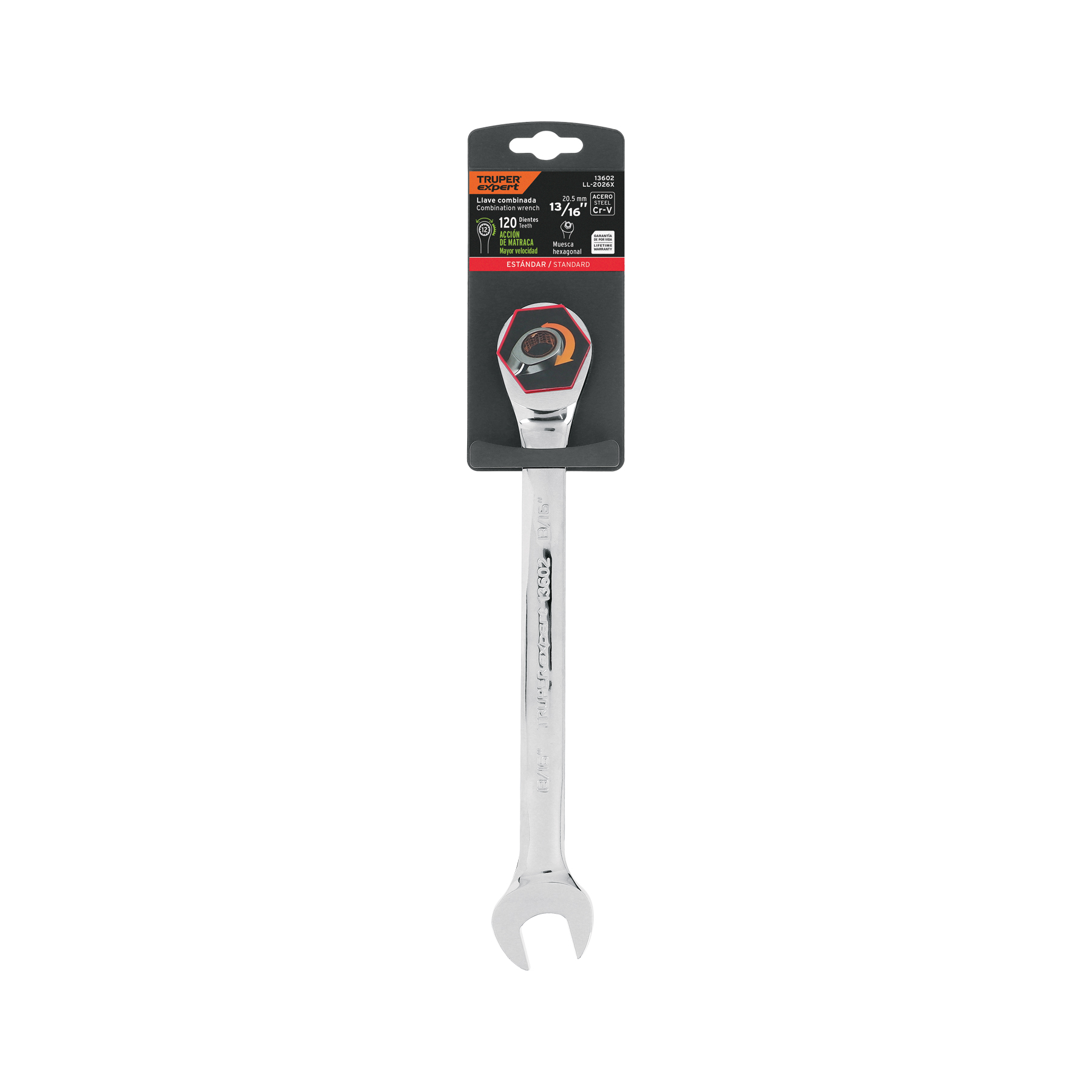 Llave combinada con matraca 13/16' x 281 mm largo, EXPERT - Imagen 2