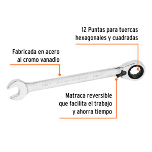 Alternative view of Llave combinada matraca reversible 13/16'x288mm largo,EXPERT