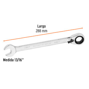 Llave combinada matraca reversible 13/16'x288mm largo,EXPERT - Imagen 3