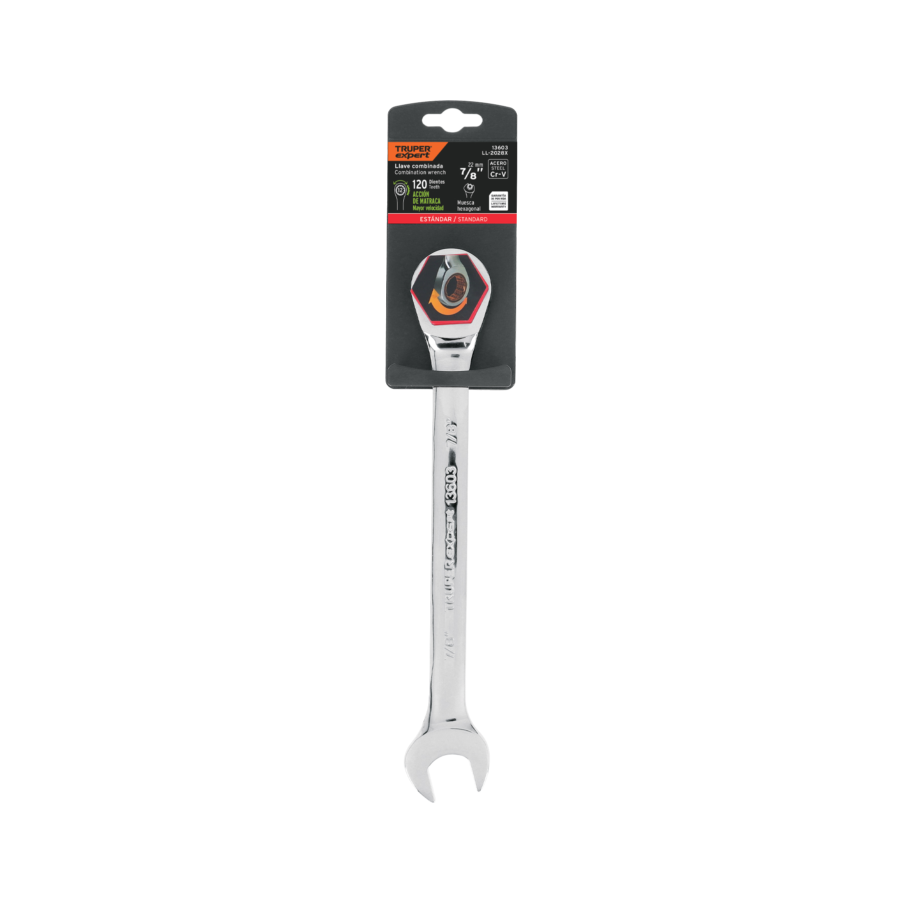 Llave combinada con matraca 7/8' x 281 mm largo, EXPERT - Imagen 2