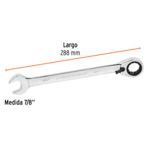 Llave combinada matraca reversible 7/8'x288 mm largo, EXPERT - Imagen 3