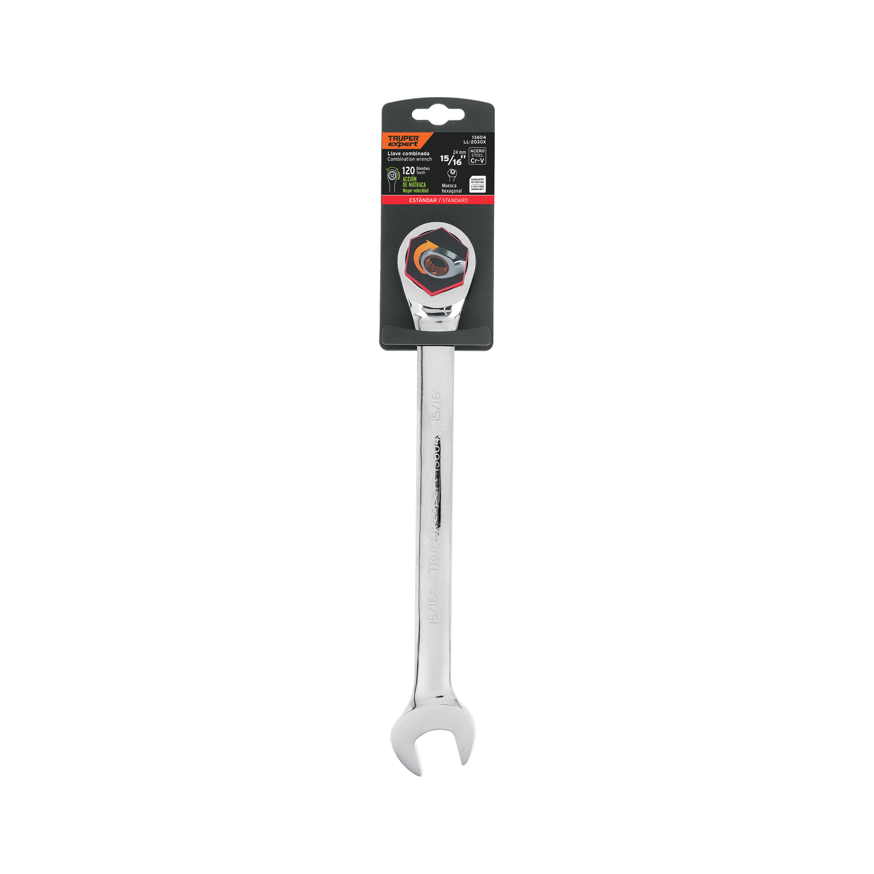 Llave combinada con matraca 15/16' x 325 mm largo, EXPERT - Imagen 2