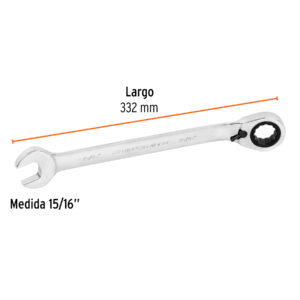 Llave combinada matraca reversible 15/16'x332mm largo,EXPERT - Imagen 3