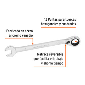 Alternative view of Llave combinada matraca reversible 1' x 332 mm largo, EXPERT