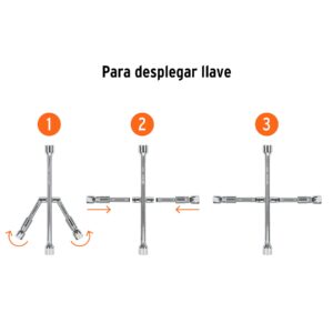 Alternative view of Llave de cruz 14' plegable pulida y cromada, TRUPER
