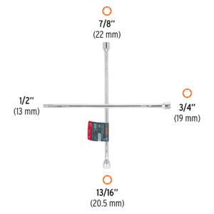 Alternative view of Llave de cruz 20' pulida y cromada con entrada cuadro 1/2'
